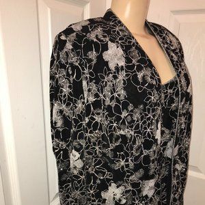 ALEX EVENINGS WOMEN TWINSET TOP/JACKET (2 pc) Size 1X Black/Silver